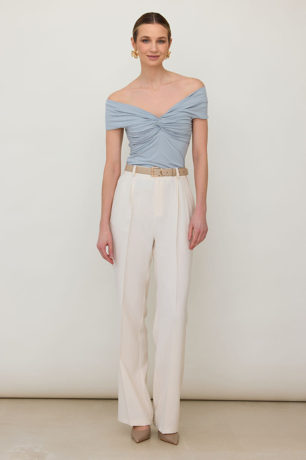 Ana&Co™ Bluzka bez ramion z zawinięciem baby blue