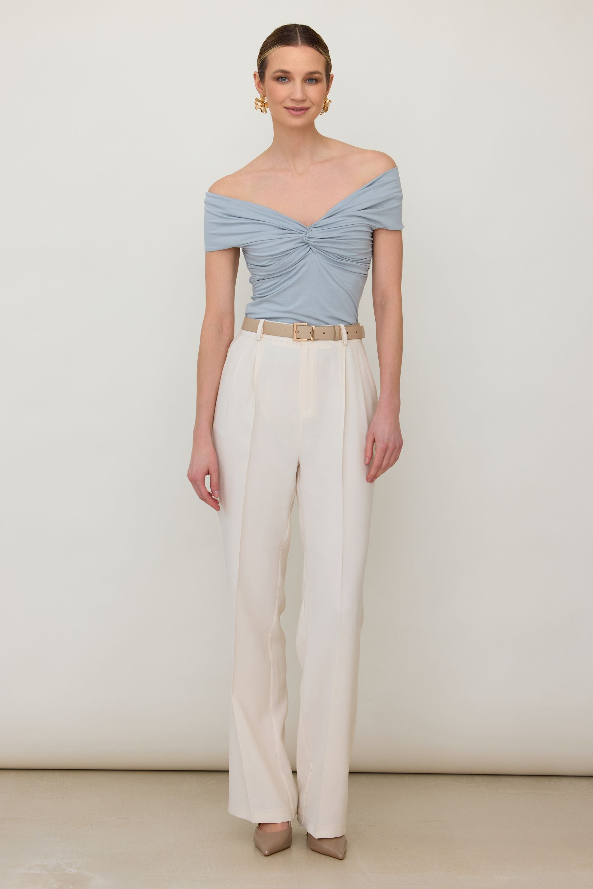 Ana&Co™ Bluzka bez ramion z zawinięciem baby blue