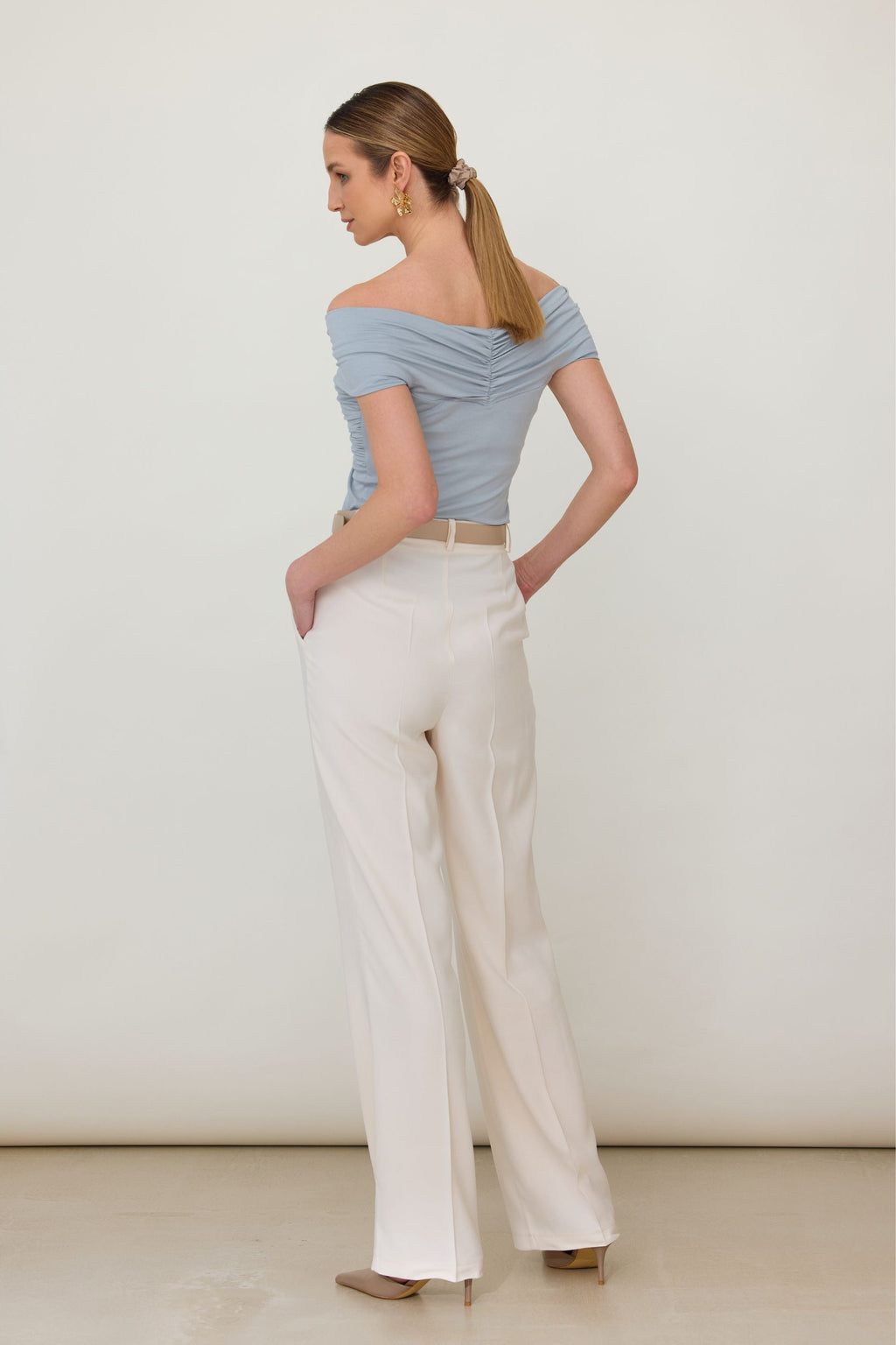 Ana&Co™ Bluzka bez ramion z zawinięciem baby blue