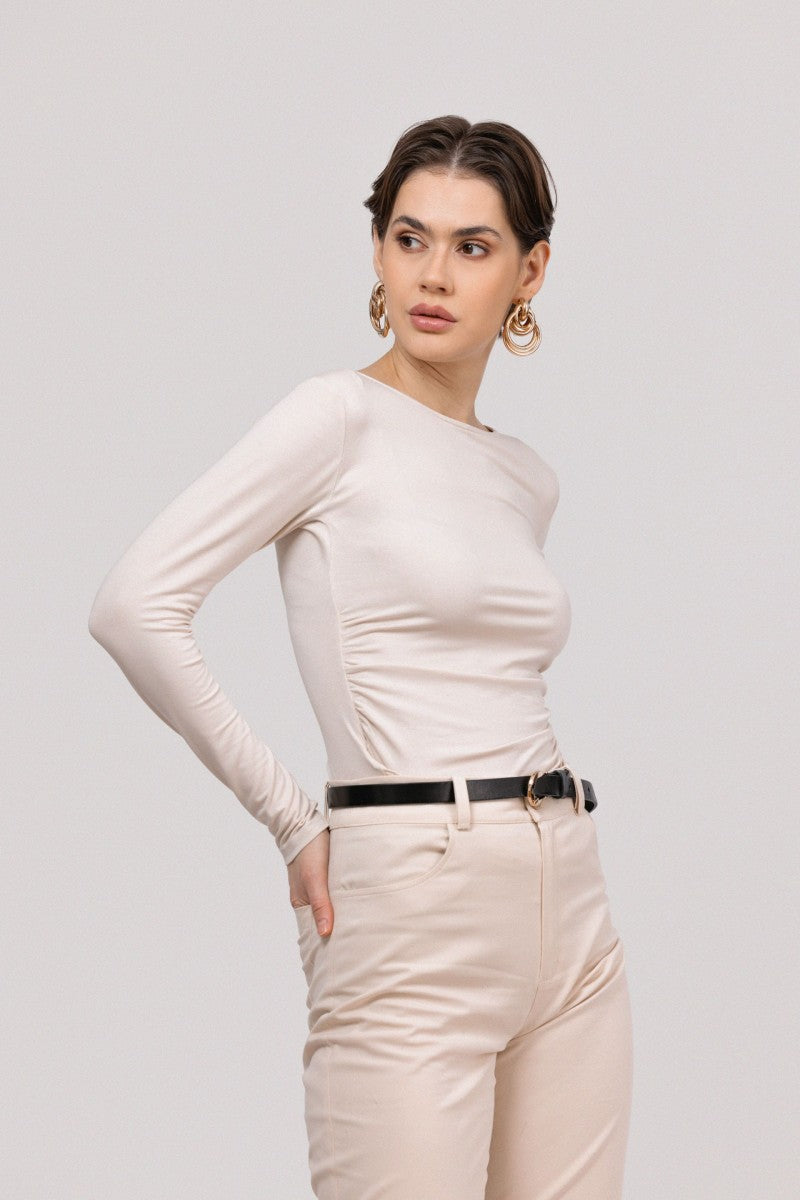 Ana&Co™ Bluzka z drapowaniem po bokach waniliowa